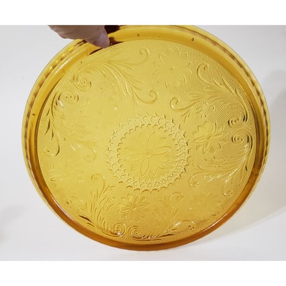 Amber Depression Decorative Glass Tray Plate 10.5" - Picture 5 of 7